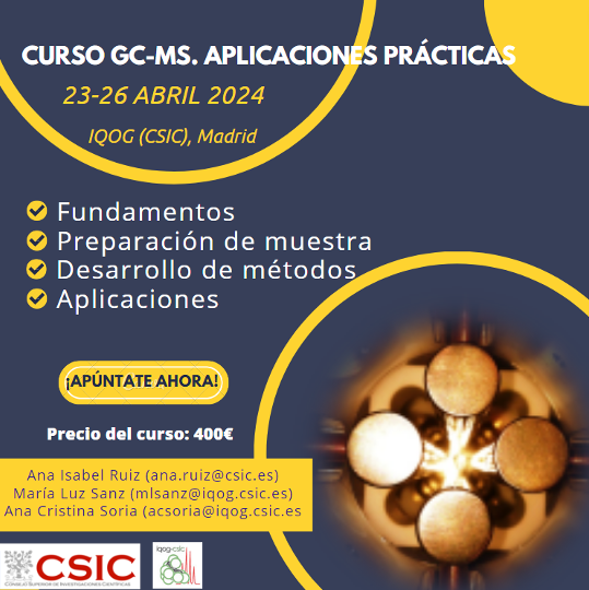 ANAEN_IQOG's tweet photo. 📢Ya está abierto el plazo de inscripción para el curso "Cromatografía de gases acoplada a espectrometría de masas. Aplicaciones prácticas"🧪👩‍🔬Organizado por el
@IQOG_CSIC y el @DPE_CSIC .
🗓️¡Apúntate antes del 16 de abril! https://t.co/b9L5l9zN3x