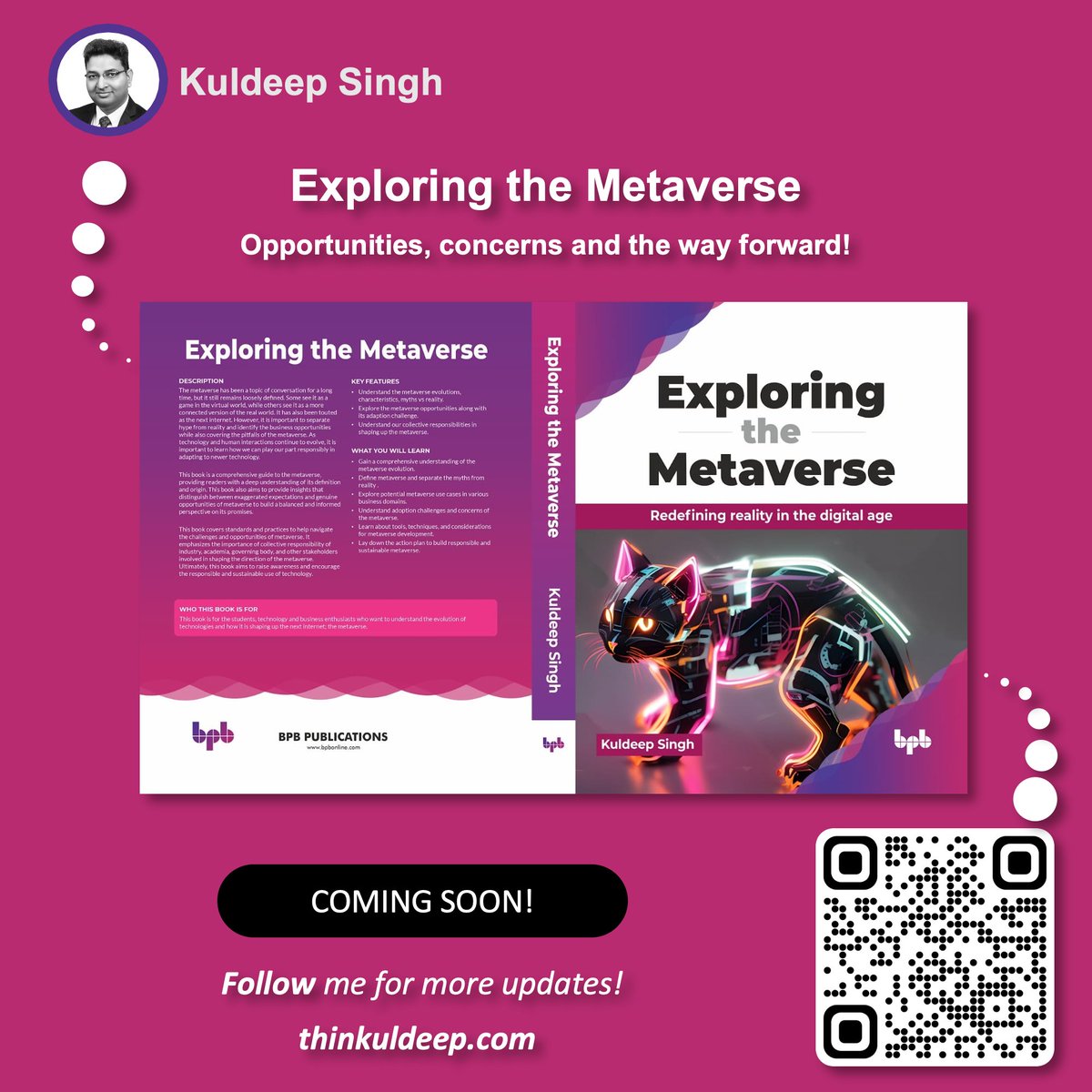 thinkuldeep's tweet image. 📕 Coming soon!
My book on 'Exploring the Metaverse, opportunities, concerns and the way forward!
#Metaverse #Web3 #XR #AI #IoT #5G #future #technologies #book #ComingSoon