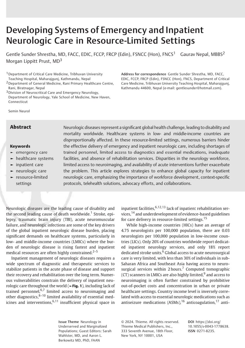 Published @SeminNeurol 
#GlobalHealth #NeurologyCare #GlobalNeurology #Neurology