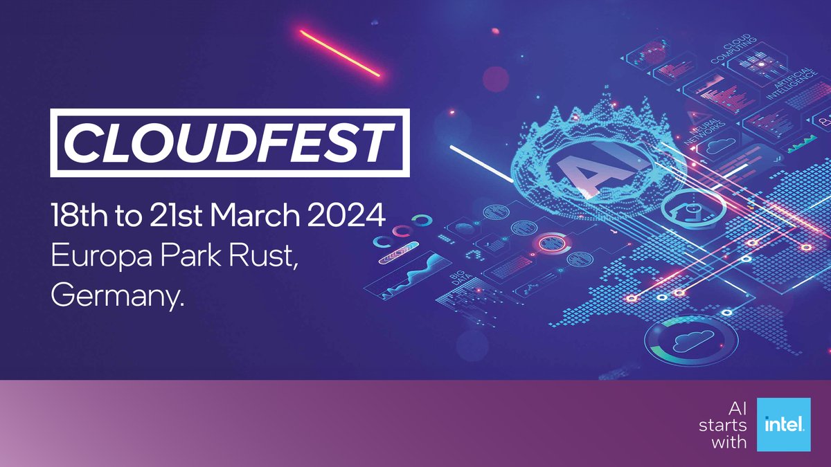 Intel is on the mission to bring #AIEverywhere and we are excited to join the #CloudFest2024 to demonstrate with our partners the business value our hardware and software can create. We are looking forward to meeting you @CloudFest starting March 18th at #EuropaPark.🎡🤖​#IntelAI