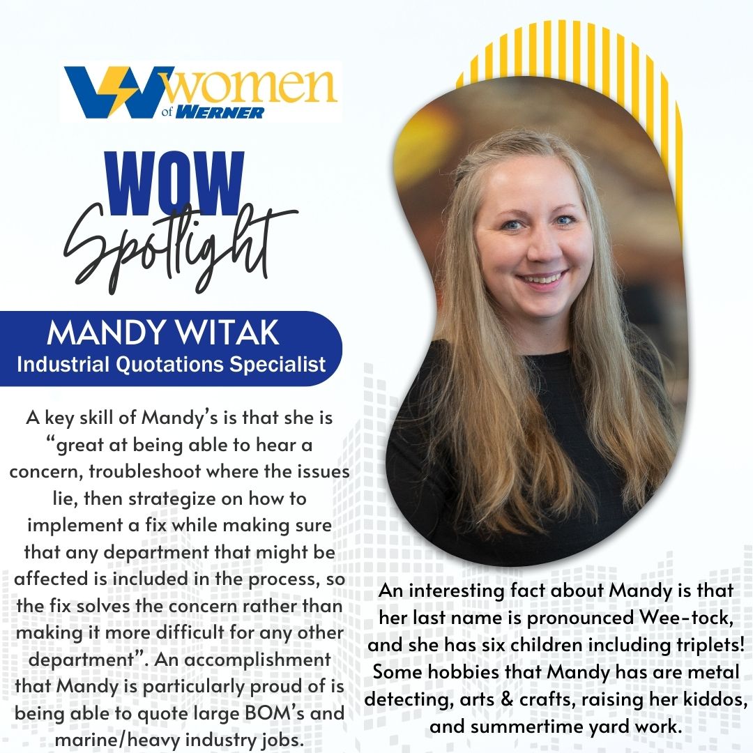 Congrats to Mandy Witak for being our March #WomenOfWerner Spotlight! We appreciate all of your hard work, thank you! #WernerWay #GreatPlaceToWork #WomenWiredForSuccess