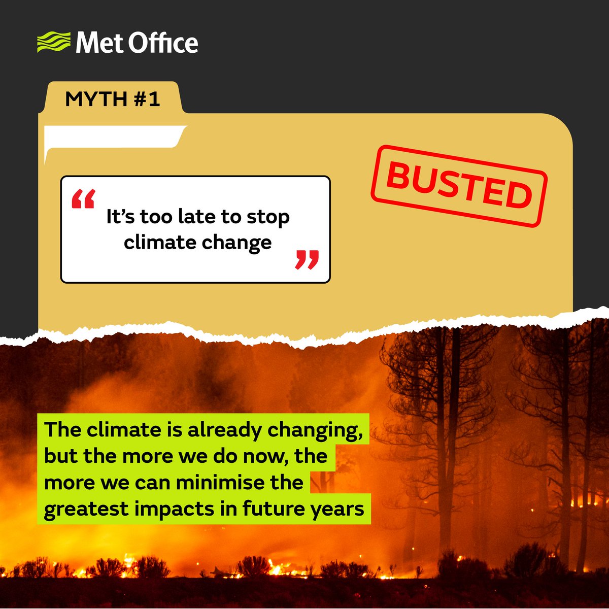 We've all heard the myths about #ClimateChange. Our myth-busting facts explain how individual climate action can make a difference. 👇 Get ready for tomorrow #GetClimateReady 🧵1/4 metoffice.gov.uk/getclimateready