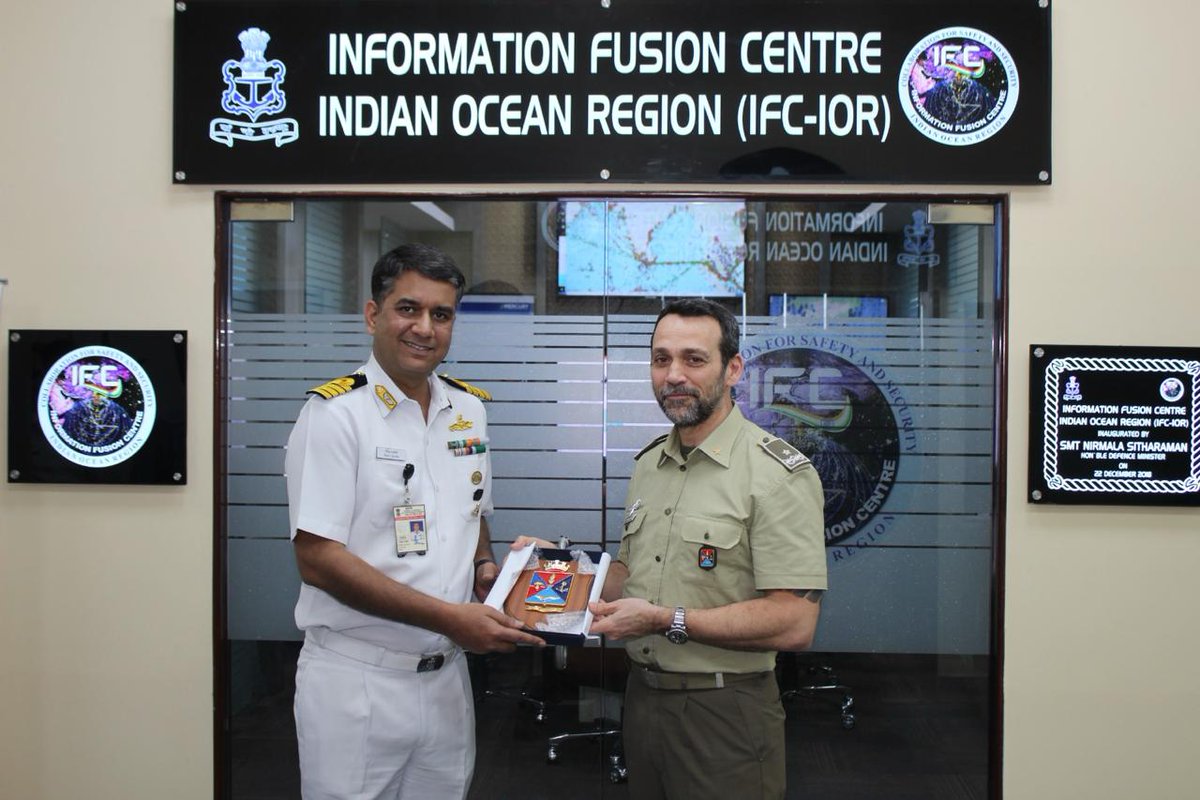 IFC_IOR's tweet photo. Brig Gen Alessandro Grassano, Deputy Chief of Italian Defence General Staff visited #IFCIOR.
Deliberations focused on the current #MARSEC landscape in IOR, importance of #collaborativesecurity & role of ILOs & significance of Centre’s linkage with V-RMTC towards furthering #MDA. https://t.co/ptfqIFrq5l