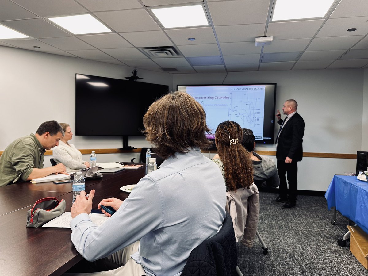 GeorgetownDG's tweet image. Yesterday our program collaborated with the Conflict Resolution program as we welcomed Staffan Lindberg from the @vdeminstitute to present the Democracy Report 2024: Democracy Winning and Losing at the Ballot!