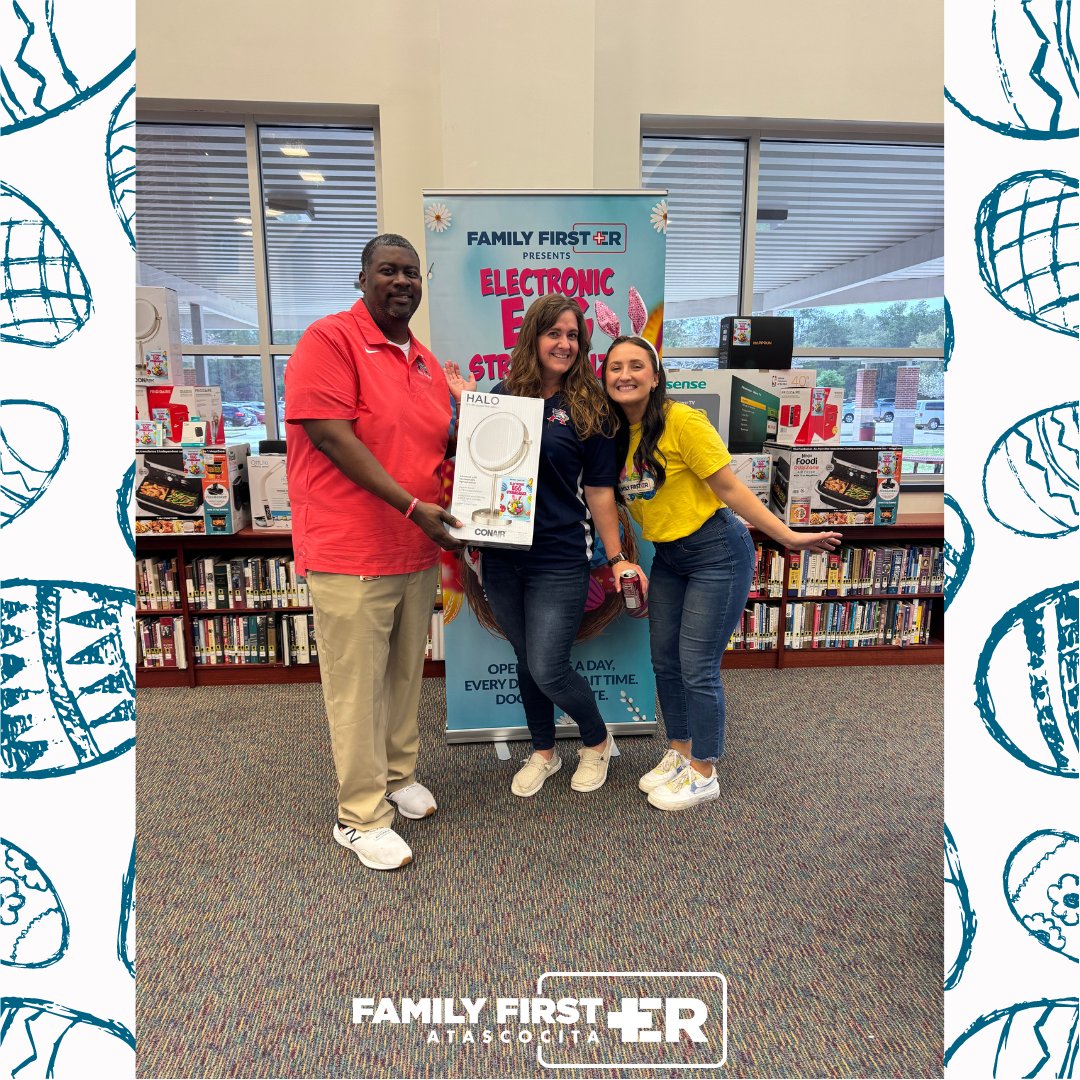 Another egg-cellent day at Atascocita High School for our Electronic Eggstravaganza! 🥚✨ Congrats to the winning staff & teachers! 🎉 #Eggstravaganza #AtascocitaHighSchool #CommunityFun #FamilyFirstER #HumbleISD #FFER