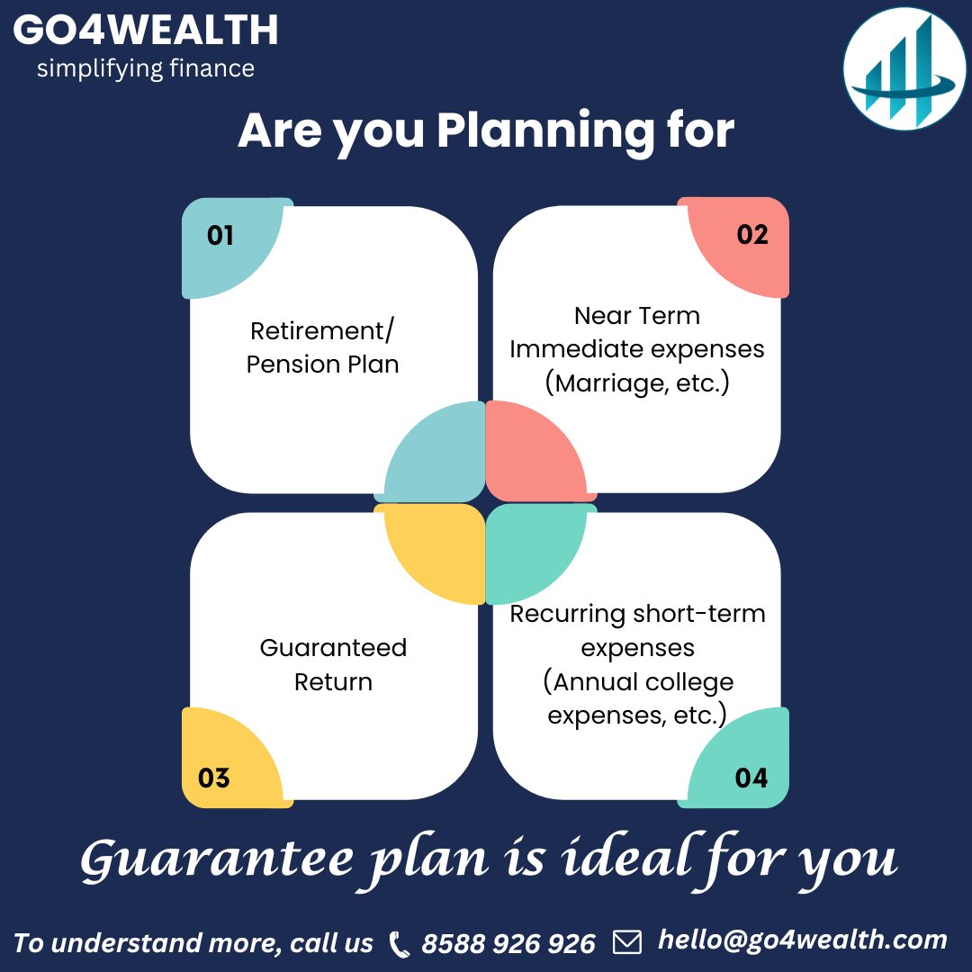 One product, many benefits
Want to know how?
Call us @ 8588 926 926 | hello@go4wealth.com
#go4wealth4u #go4wealthcares #go4wealthindia #go4wealth #go4wealthplans #askgo4wealth #guaranteedincomeplan #ULIP #Termplan #Retirement #Pension #Pensionplan #protectionplanning #insurance