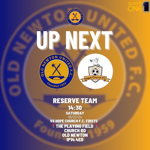 The reserves take on @HopeChurch_FC this Saturday at Home. Hoping to take the positives from last week and grab 3 points. Come on down to support the reserves! #upthenewts 💙💛🦎