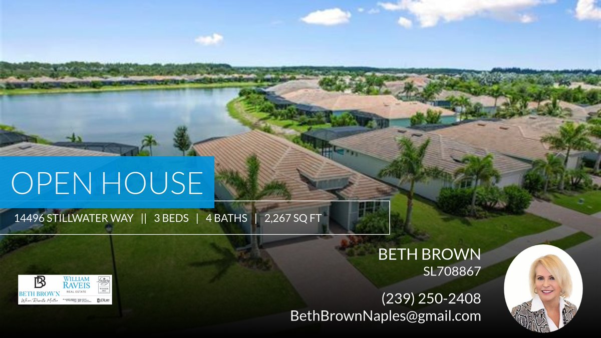 Don't miss the chance to tour this fantastic property March 17th at 1:00 PM! Show someone who should attend this open house! 😮 Beth Brown William Raveis Realty Cell: 239-250-2408 Fax: 866-814-2967 BethBrownNaples@gmail.com homeforsale.at/14496_STILLWAT…
