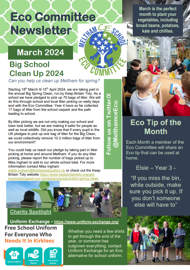 MelthamceEco's tweet photo. The March edition of the Eco Newsletter had just landed. It's been a busy few weeks for the Eco Committee. Come check out what we have been up to #MelthamECO #ecoschools #litter #energy #MelthamSHOUTOUT #MelthamSTANDOUT #MelthamBREAKOUT @EcoSchools https://t.co/wJi5iWcYya