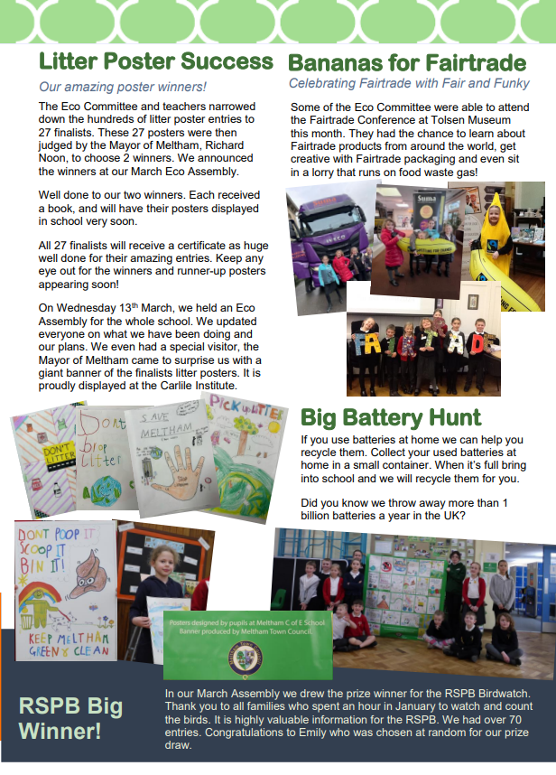 MelthamceEco's tweet photo. The March edition of the Eco Newsletter had just landed. It's been a busy few weeks for the Eco Committee. Come check out what we have been up to #MelthamECO #ecoschools #litter #energy #MelthamSHOUTOUT #MelthamSTANDOUT #MelthamBREAKOUT @EcoSchools https://t.co/wJi5iWcYya