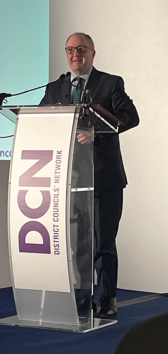 Local govt minister ⁦@Simon4NDorset⁩ has stepped in for ⁦@michaelgove⁩ at #DCNconf2024 Says #localgov finance system needs ‘starting from scratch’