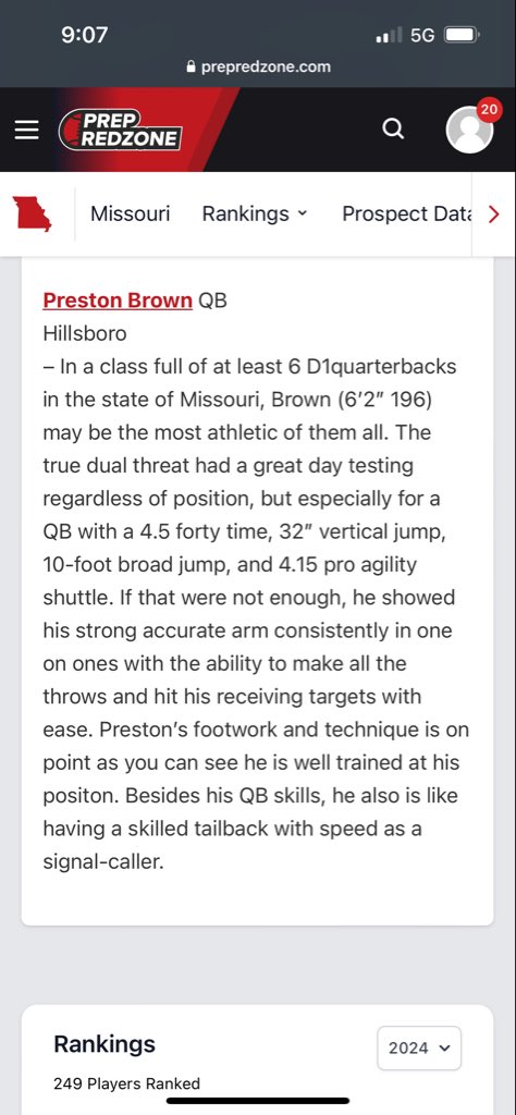 Preston Brown (@pbrown_9) on Twitter photo Thank you <a href="/PrepRedzoneMO/">Prep Redzone Missouri</a> for the write up after the <a href="/elitefootball/">EliteFootballAcademy</a> camp this past weekend.
<a href="/JPRockMO/">JP Rock</a> <a href="/6starfootballMO/">Six Star Football | MISSOURI</a> <a href="/PrepRedzoneMO/">Prep Redzone Missouri</a> <a href="/elitefootball/">EliteFootballAcademy</a> <a href="/AllenTrieu/">Allen Trieu</a> @Rivals_Clint
<a href="/Stumpf_Brian/">Brian Stumpf</a>
<a href="/On3sports/">On3</a> <a href="/ChadSimmons_/">ChadSimmons</a> <a href="/hhs_footballers/">Hillsboro Hawks Football🏈</a> <a href="/Elite11/">Elite11</a> Thank you <a href="/PrepRedzoneMO/">Prep Redzone Missouri</a> for the write up after the <a href="/elitefootball/">EliteFootballAcademy</a> camp this past weekend.
<a href="/JPRockMO/">JP Rock</a> <a href="/6starfootballMO/">Six Star Football | MISSOURI</a> <a href="/PrepRedzoneMO/">Prep Redzone Missouri</a> <a href="/elitefootball/">EliteFootballAcademy</a> <a href="/AllenTrieu/">Allen Trieu</a> @Rivals_Clint
<a href="/Stumpf_Brian/">Brian Stumpf</a>
<a href="/On3sports/">On3</a> <a href="/ChadSimmons_/">ChadSimmons</a> <a href="/hhs_footballers/">Hillsboro Hawks Football🏈</a> <a href="/Elite11/">Elite11</a>