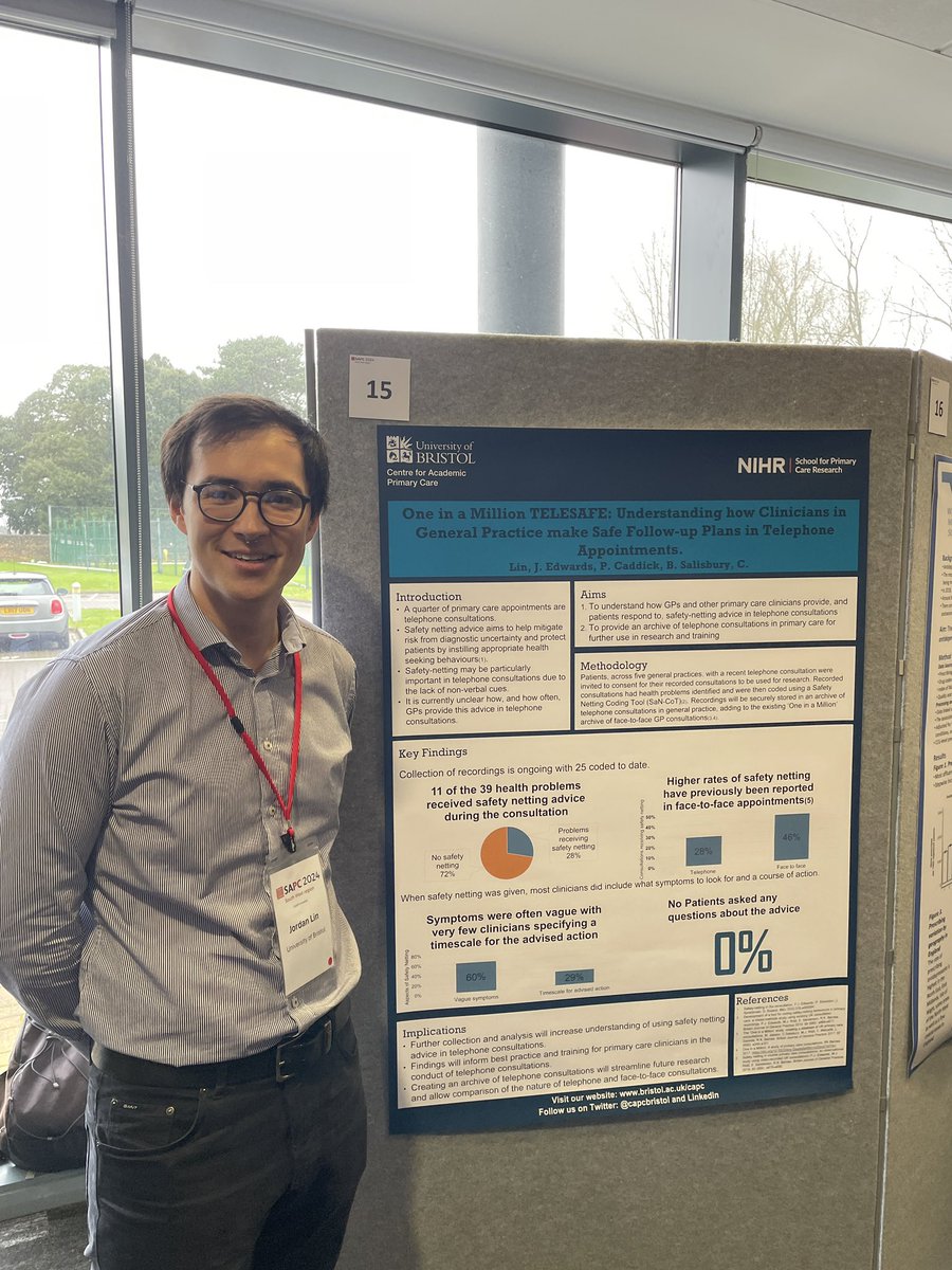 Dr_PJEdwards's tweet photo. Excellent #SWSAPC24 poster by Jordan Lin who worked on an @NIHRSPCR funded summer student bursary in @capcbristol on the #telesafe study https://t.co/XMEA2l1jPN