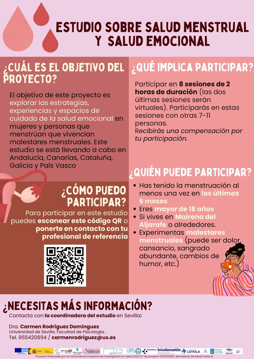¿Eres mujer y resides en #Lepanto, #LosAlcores o #CiudadAljarafe en #MairenaDelAljarafe? Te estamos buscando‼️🔍Participa en este proyecto sobre Salud Menstrual. Tu aportación es muy importante. Toda la info en el cartel #SaludMenstrual