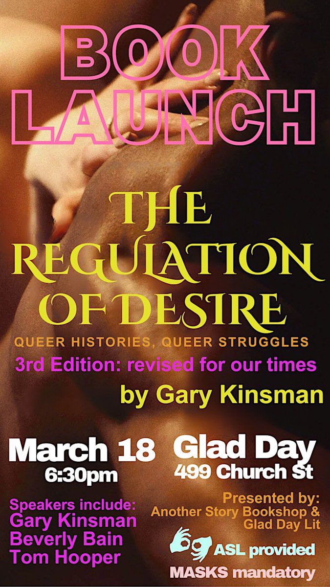 In 4 Days! Next Monday. A Queer Palestine Solidarity Toronto Book launch for the 3rd edition of The Regulation of Desire! ASL provided.
