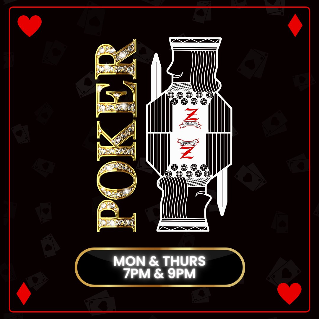 ZingaleBilliard's tweet image. Hit the jackpot with our free poker league! Every Monday &amp;amp; Thursday, tournaments at 7pm &amp;amp; 9pm. No pre-registration needed. 🃏🎰 #PokerJackpot #HitTheJackpot #PokerNights