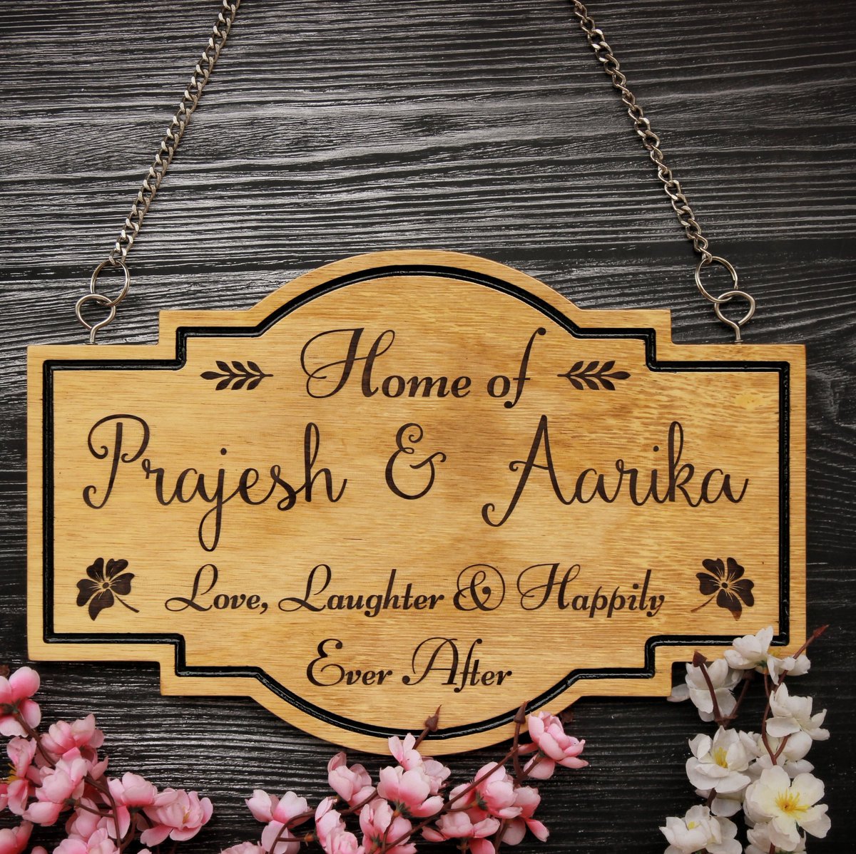 This beautiful wooden sign is the perfect way to welcome guests to your happy place.  We can customize it with your family's names and a special message that reflects what makes your house a home.

#personalizedgifts #homedecor #familylove #housesign #nameboard #housewarminggift