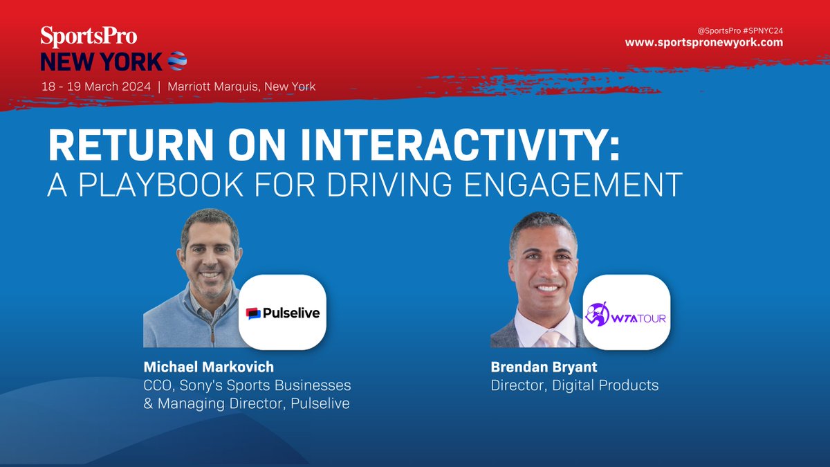 Who’s in NYC for <a href="/SportsPro/">SportsPro</a> next week?🗽🍎

Join our Managing Director, Michael Markovich, on Tuesday along with our partners from <a href="/WTA/">wta</a> on a panel discussion around interactivity and fan engagement.

📍Marriott Marquis, New York
📅19 March
🕥12:00pm ET

#SPNY24 #SportsBiz