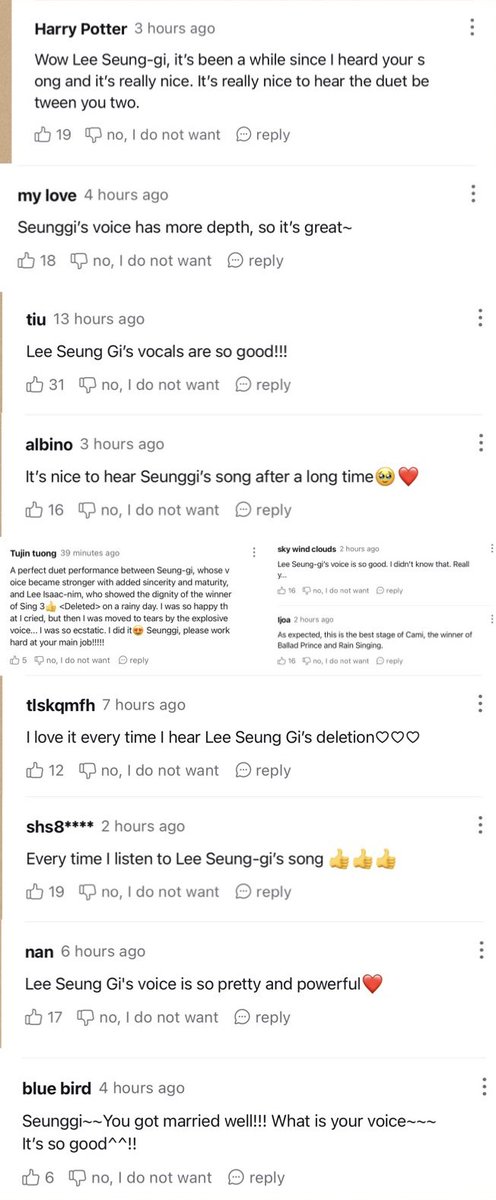 We4LSG's tweet photo. Some of the comments about #LeeSeungGi on the video (auto-translated to english):

#이승기

Famous Singer and Street Judges
#SingAgain3SpinOff
🔗 https://t.co/XgezQX6lmz https://t.co/fZ3jEKE56T