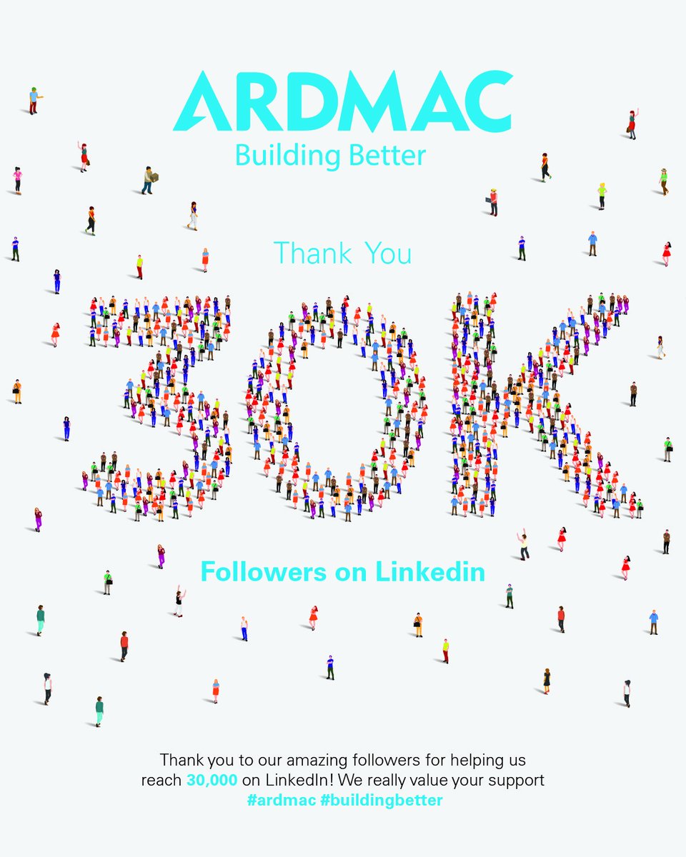 We have hit 30,000 followers on LinkedIn! We really value your support.
Connect with us here - hubs.la/Q02pfxC50

#ardmac #buildingbetter #linkedin