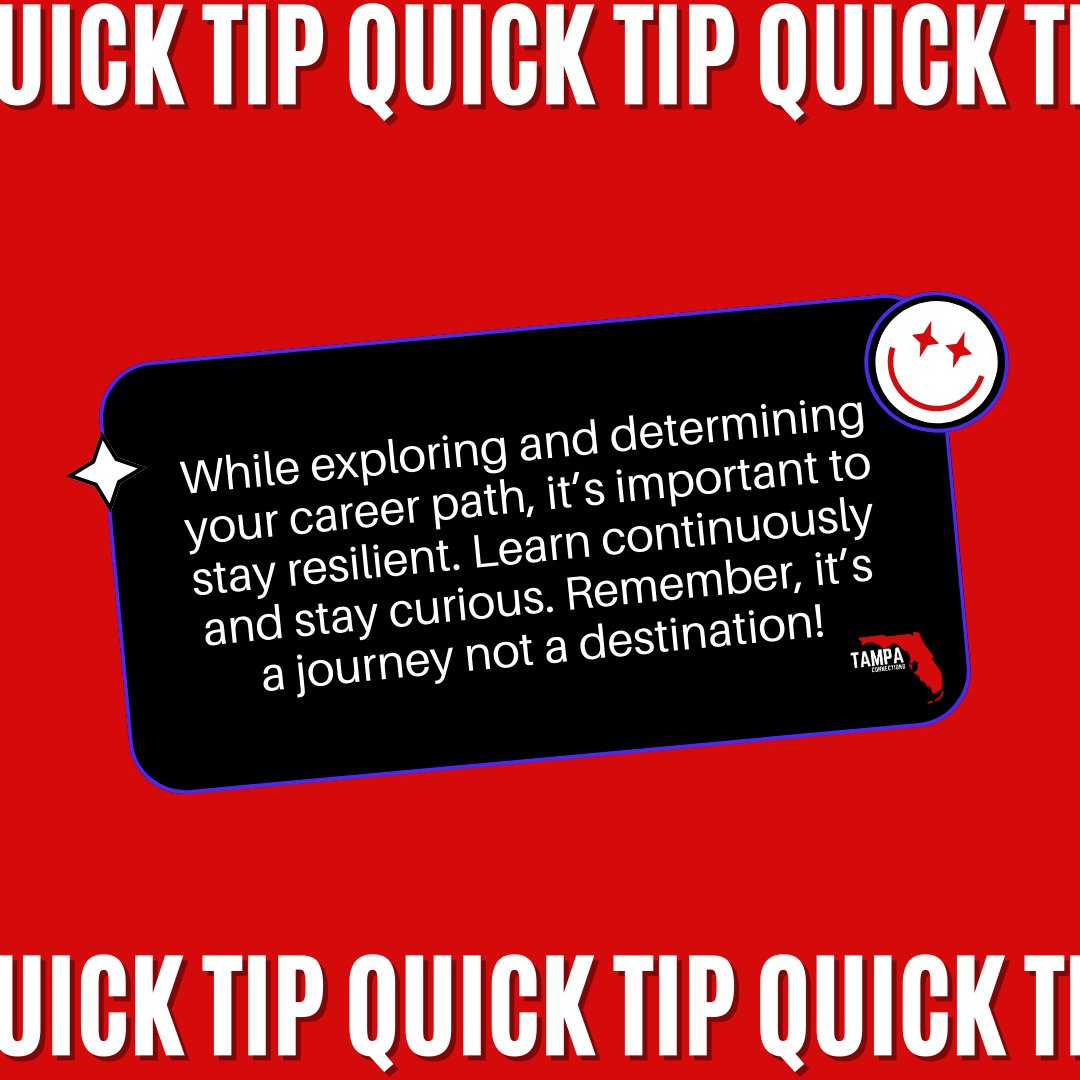 Navigating your career path is a journey filled with learning and growth. 🔍💼 Keep pushing forward and embracing new opportunities along the way! 

#quicktip #careerpath #learning #mindset #knowledge #success #inspireyourself #motivation #growthmindset #wisdom #tampaconnections