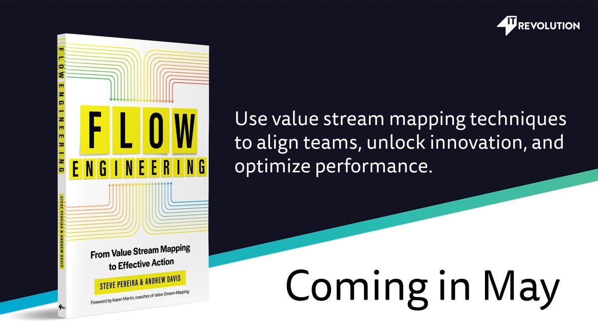 Coming in May, Flow Engineering by @SteveElsewhere and @AndrewDavis_io is a practical guide to using value stream mapping techniques to align teams, unlock innovation, and optimize performance. No pricy transformations or long on-sites needed! Preorder your copy today!