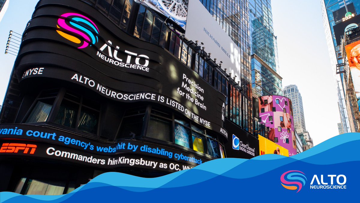 We had a great time celebrating the $ANRO listing on @NYSE last month. We're excited to continue our work developing #PrecisionMedicine for the brain. Check out our billboard featured in Times Square!