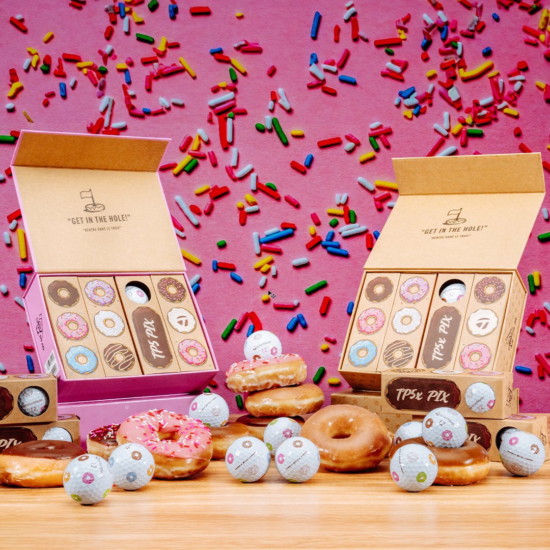 TaylorMadeGolf's tweet photo. "Get in the hole!" The all-new TP5 and TP5x pix Donut are available in stores and online. 

Shop them now and experience their sweet, sweet speed and soft feel: https://t.co/6GrxGUXuIO https://t.co/ocrJtmN7fg