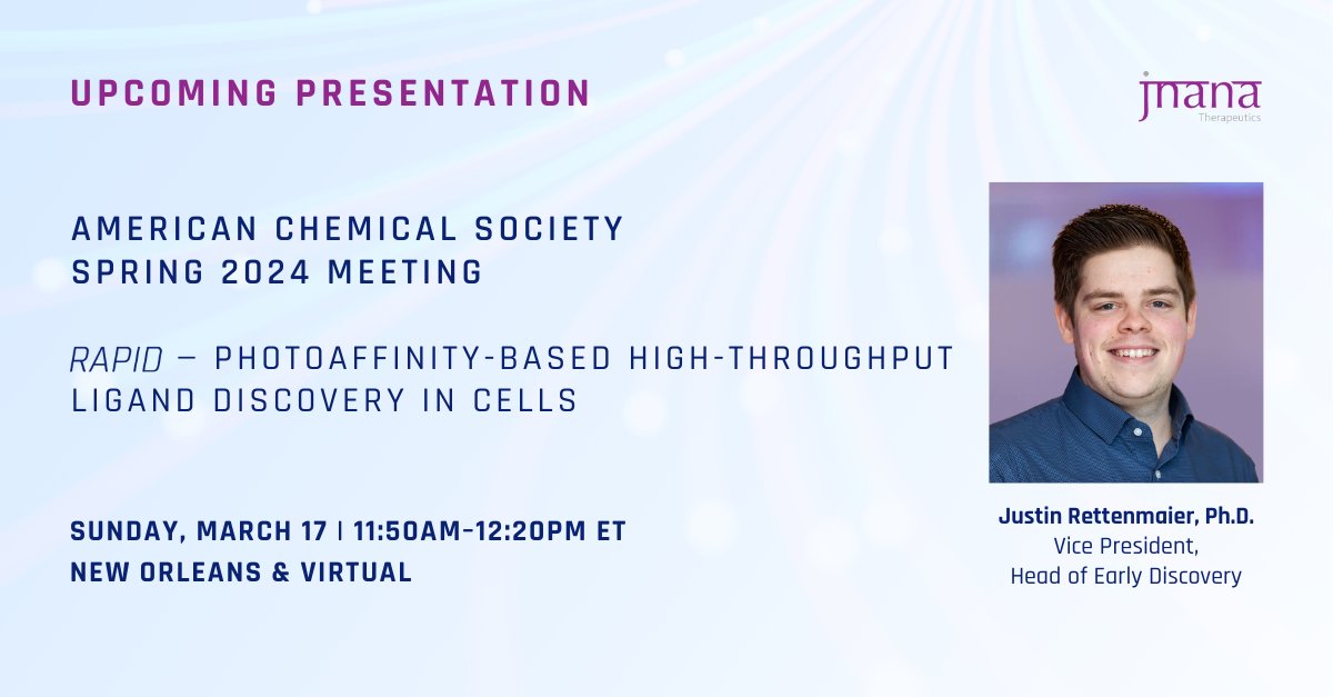 Heading to the @AmerChemSociety’s Spring 2024 Meeting? Don’t miss our oral presentation describing how RAPID, our next-gen chemoproteomics platform, enables the discovery of small molecule medicines for challenging-to-drug targets. bit.ly/3TkDpii #ACSSpring2024 #medchem