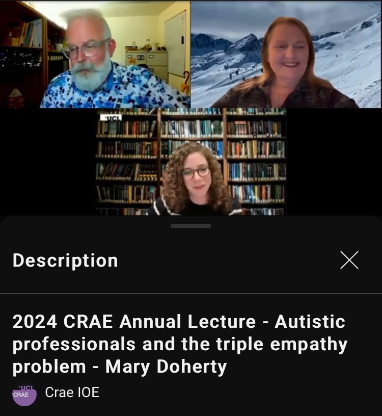 Great @CRAE_IOE hosts and a jam packed annual lecture by @AutisticDoctor 👏 Recording 👇 Huge thanks @BigBadBee & @annaremington m.youtube.com/watch?v=4O7SaR…