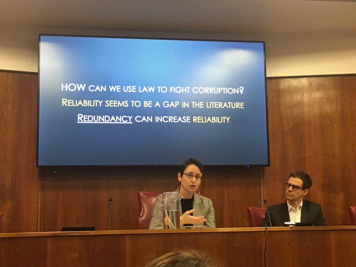 So wonderful to hear Mariana Mota Prado @UofTLaw talk about combating corruption through law at @UCLCLP @UCLLaws