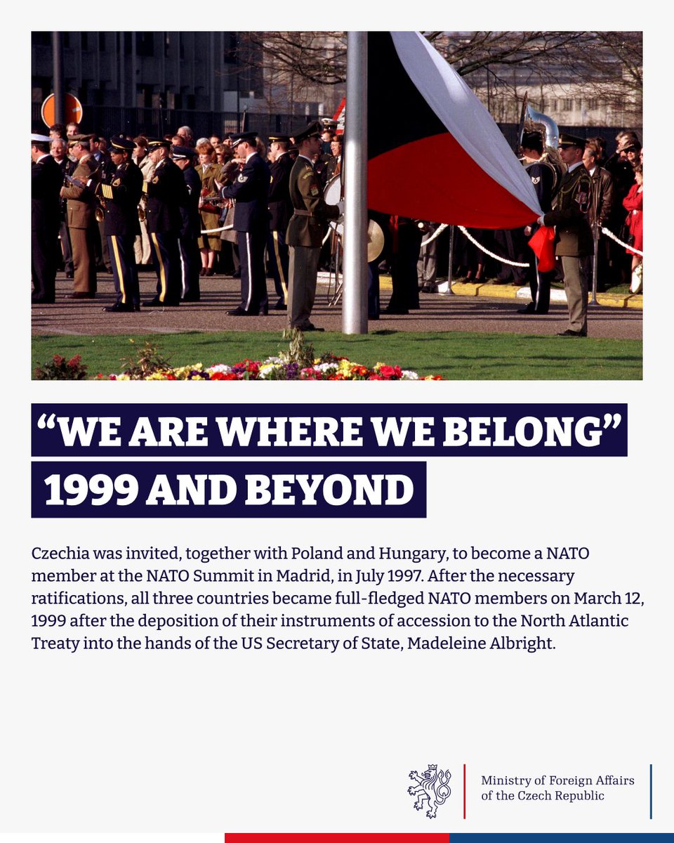 25 years of security = 25 years of Czechia’s 🇨🇿 membership in @NATO 🇺🇳

@CzechMFA @ObranaTweetuje @Czechia_NATO @NATO_DefCollege @natoaktual @DefenceStrategy @OVV_MO_CR @MinisteroDifesa @PLinItalia @AmbUngheria