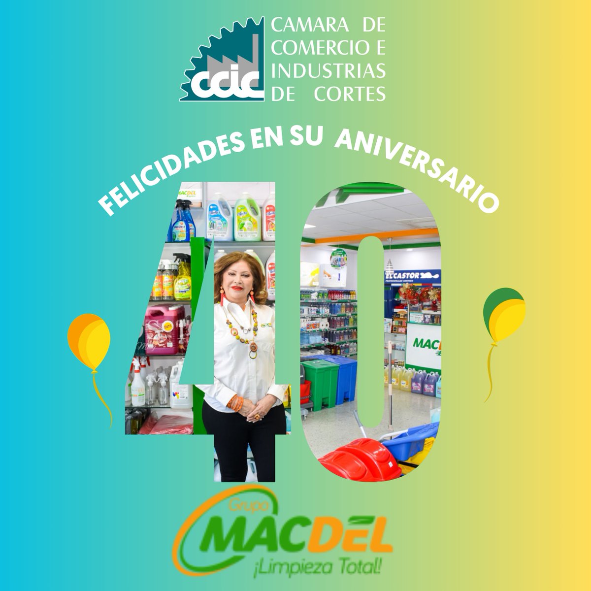 CCICHN's tweet photo. La CCIC felicita a @grupomacdel por su 40 Aniversario, una empresa fundada en #SanPedroSula por la empresaria, Maritza Soto de Lara, convirtiéndose su historia de trabajo en un ejemplo para las mujeres hondureñas. #GrupoMacDel genera más de mil empleos a nivel nacional. https://t.co/xoeE1hrvwk