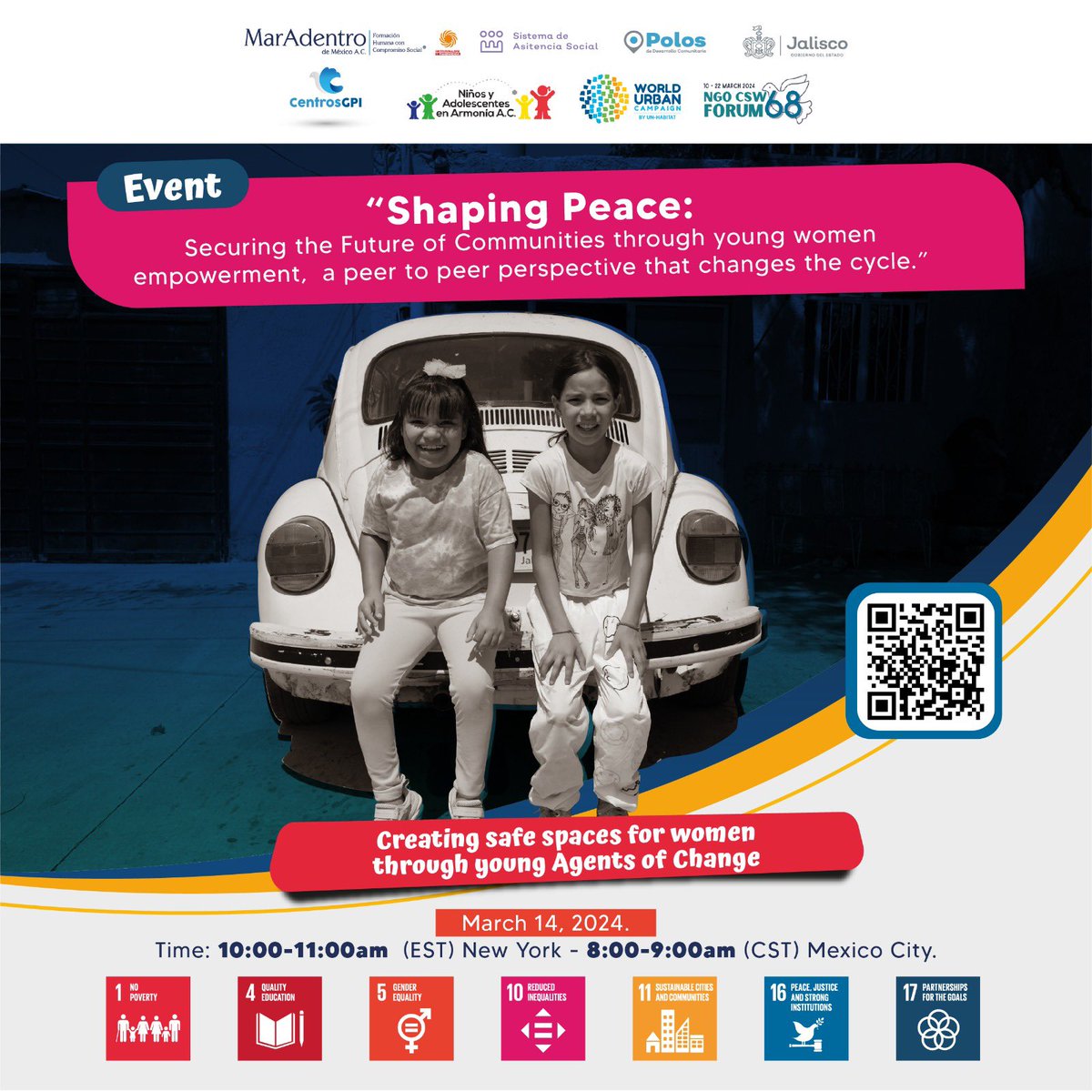 No olvides asistir a nuestro evento en el marco de la CSW68 con el tema de”construcción para la paz” 

us06web.zoom.us/j/82816978951?…