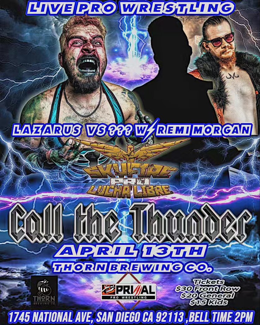 SkyfireProLucha's tweet image. Remi Morgan has been threatening Skyfire Pro for weeks with some sort of monster. We have decided to answer his challenge in the form of the debut of LAZARUS. Will Remi's monster be able to take on the Cannibal Cryptid?
—
BUY TICKETS @
tinyurl.com/59fe29ph
