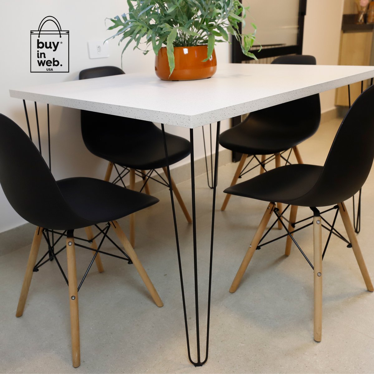 Buy in Web USA Modern Dining Chair Set, Shell Chair, Wood Legs for Kitchen, Dining, Living Room, Supports up to 330 lbs (150 kg) with X-shaped steel frame, molded ABS back #chair #buyinwebusa #modernchair #diningchair #shellchair #woodlegs #kitchenchair