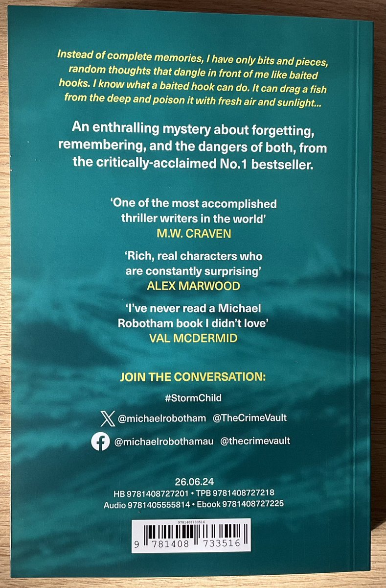 I wasn’t expecting #StormChild by @michaelrobotham by my word it sounds a cracking read. Out from @LittleBrownUK @BooksSphere 26th June. Thank you so much @BethWright26 (I think) for sending me such an exciting proof 📚❤️