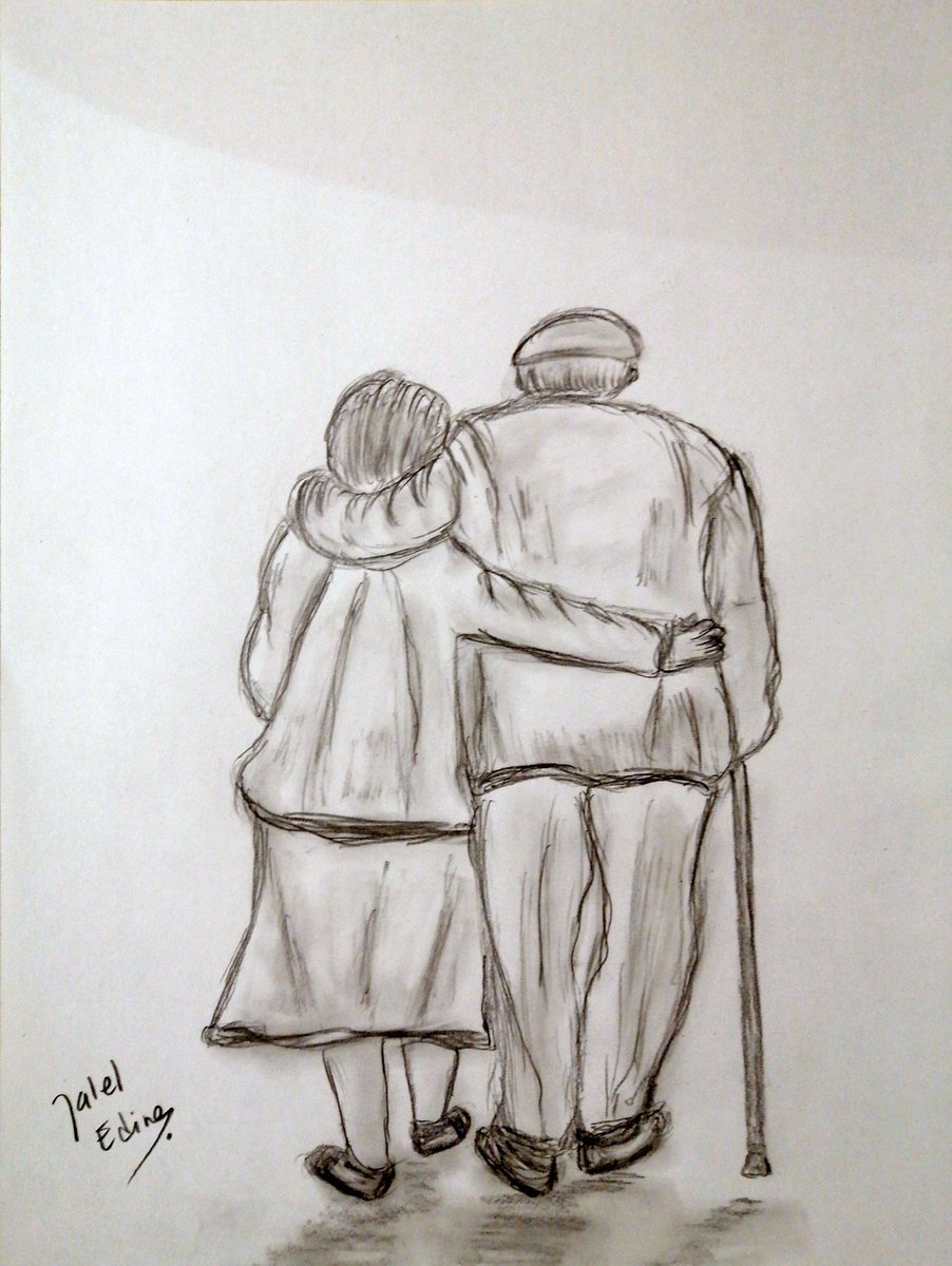 'Elderly couple walking' Pencil drawing by jaleledineart.
#art #dailyart #artwork #jaleledineart #drawing #pencildrawing #elderly #elderlycare #elderlypeople #elderlylove #elderlycouple