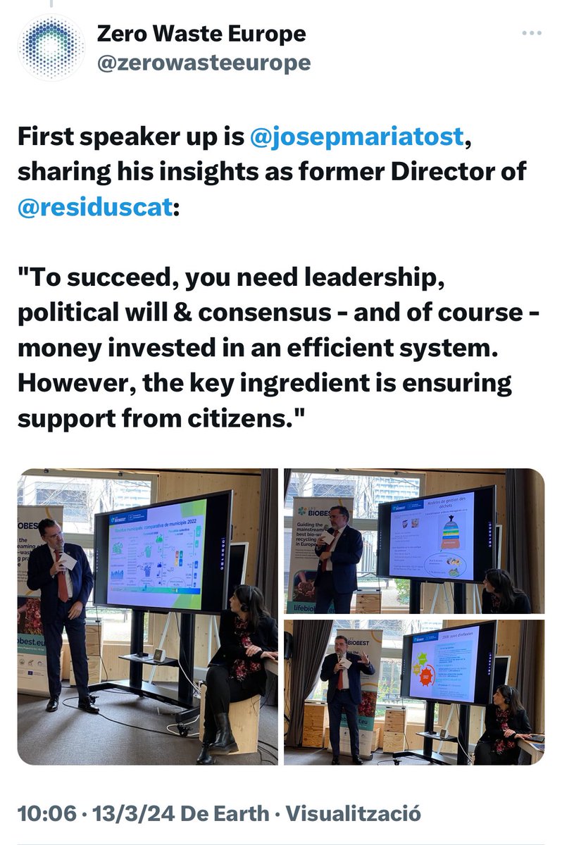 josepmariatost's tweet image. AVUI compartint l’experiència de la recollida selectiva de la #FORM a Catalunya, des de 1996!
Al taller #LIFEBIOBEST  que ha reunint 70 participants de tota Europa! 
Objecitu Donar suport als funcionaris, tècnics i empreses  per millorar la recollida selectiva al seu municipi.