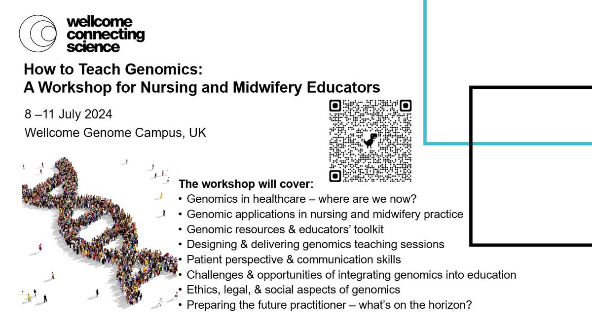 Registration opening soon for this @eventsWCS in-person workshop aimed at university-based #nursing & #midwifery educators who either have active plans to incorporate genomics in their teaching, or are looking to refresh their current approach.