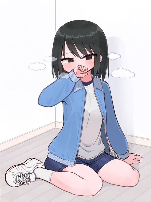 手で口を隠すのとペタン座り好き 