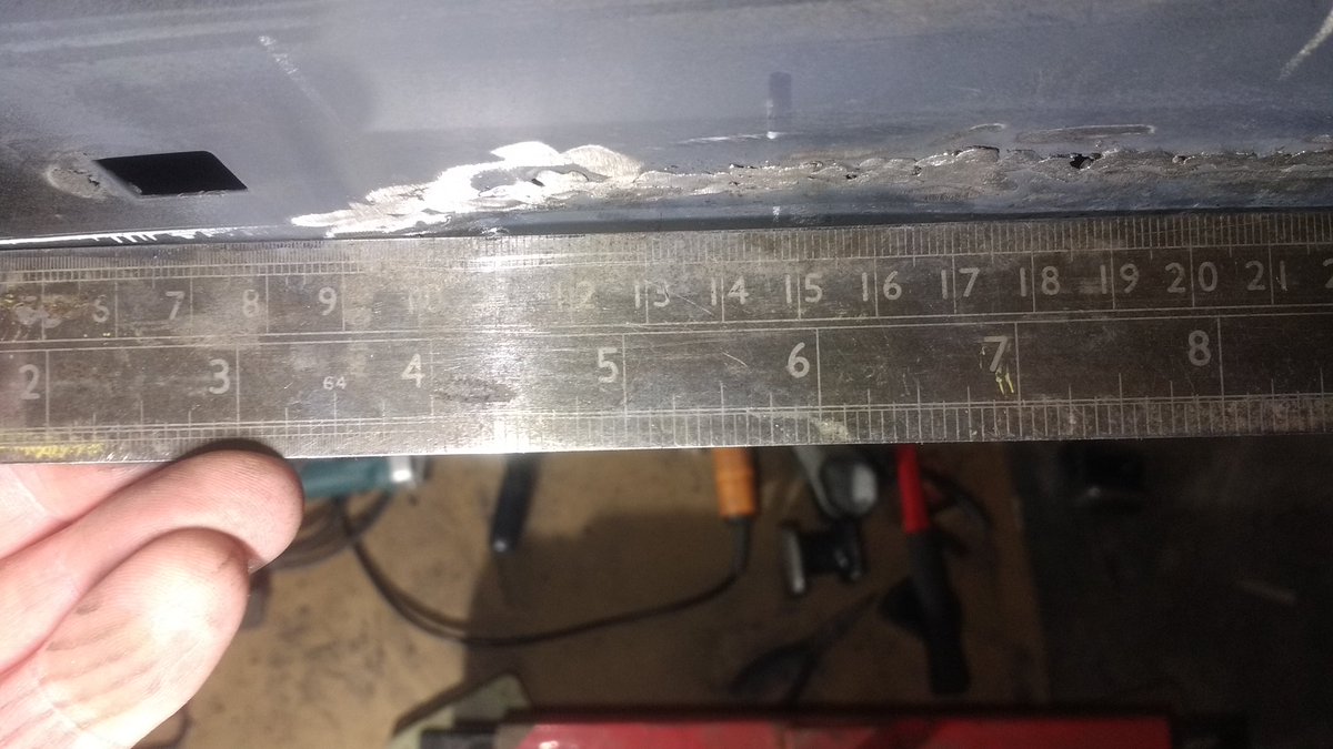 TK42138's tweet image. Easing out the 'valley' distortion along the joins using the 'on dolly' technique to stretch out the weld bead. Won't over egg it because MIG welds are less malleable than TIG with higher risk of splitting the weld/sheet metal. Almost there #Panelbeating #Rover216GTi #NinetiesCar
