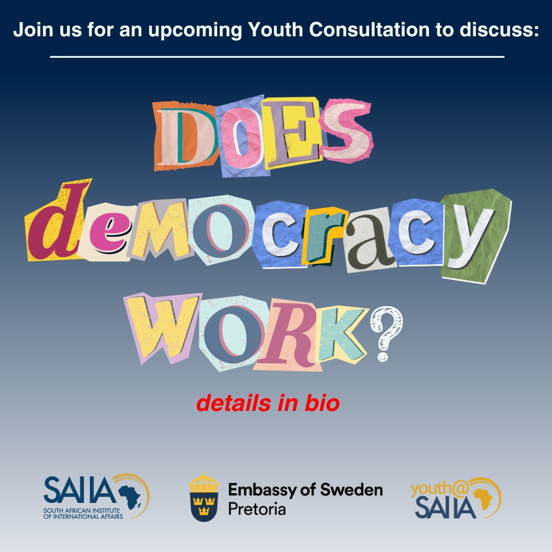 We want to hear from YOU(th)! Data shows that democracy remains the preferred form of governance but it is rapidly in decline. With @SAIIA_info, we are looking to hear from the youth on the future of democracy. Register to share your insights: shorturl.at/lswF4