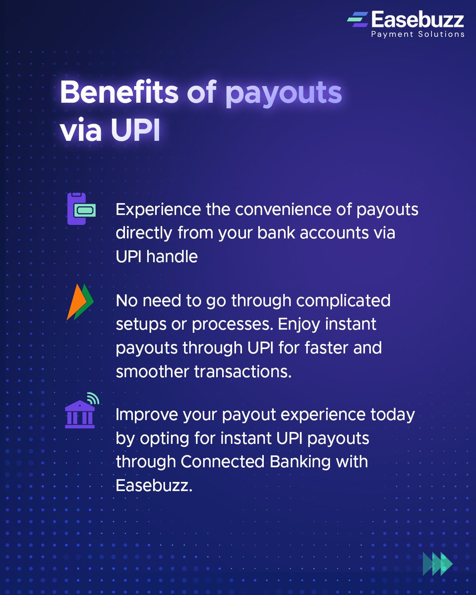 Upgrade your payout experience with Easebuzz! Enjoy instant and effortless payouts through UPI, and streamline your financial operations today. #Easebuzz #InstantPayouts #UPI #SimplifyPayments #EasebuzzConnectedBanking