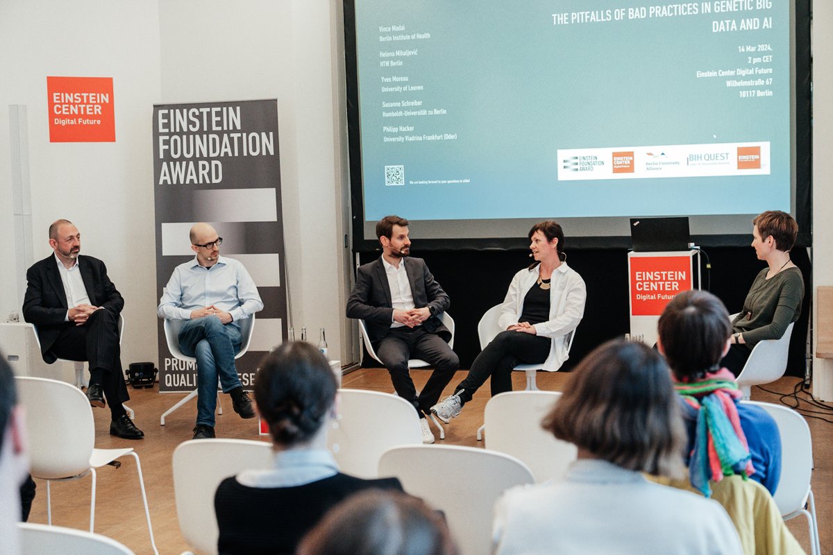 Thank you to Yves Moreau, @h_mihaljevic, Susanne Schreiber, Vince Madai, & @philipphacker15 for this insightful discussion on the importance of ethical standards for the collection, use, and analysis of personal data through artificial intelligence @ECDigitalFuture!