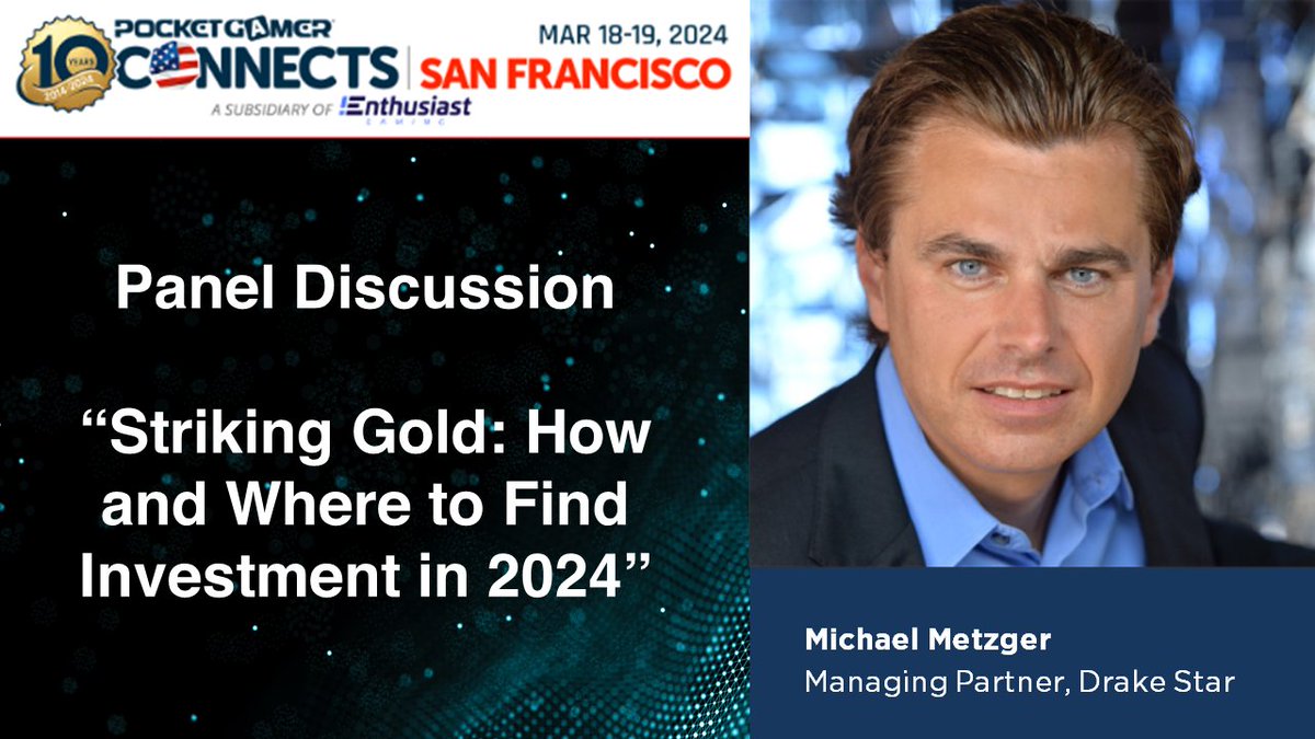 Looking forward to Pocket Gamer Connects deal making session “Striking Gold: How and Where to Find Investment in 2024” on March 19th at 12:30 pm, together with investors from Konvoy, Transcend. and The Games Fund. Event details here: pgconnects.com/sanfrancisco/ @michaelmetzger