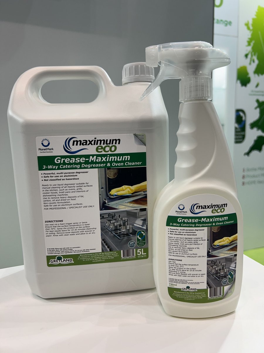 If you have seen our stand at The Cleaning Show you might of noticed these two new products… We are launching Grease-Maximum, a 3 way degreaser & oven cleaner as part of our Maximum Eco range Also, an Appliance Descaler as part of our general Greyland product range!