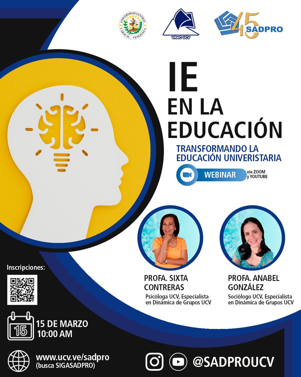 UCVSadpro's tweet photo. Queremos invitarte el próximo viernes 15 de marzo a un encuentro...  ✅ Lleno de Inteligencia ✅ Lleno de energía ✅ Lleno de emoción  Y que te va a brindar muchas herramientas para que tus clases sean cada vez mejores  Inscríbete aquí: https://t.co/xsGfFfHRsx https://t.co/3XeCyb5MUU