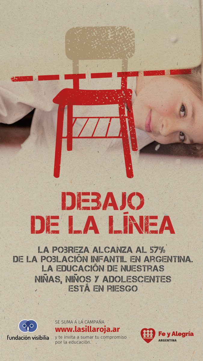SILLA ROJA, por cada nene o nena, y cada joven que abandona la escuela por culpa de la pobreza.
¡Que no abandonen las aulas!
Si querés ayudar, acercate a @feyalegriaargentina
Recordá también que los textos adaptados para #LecturaFácil son un gran apoyo en estos casos.
#DUA