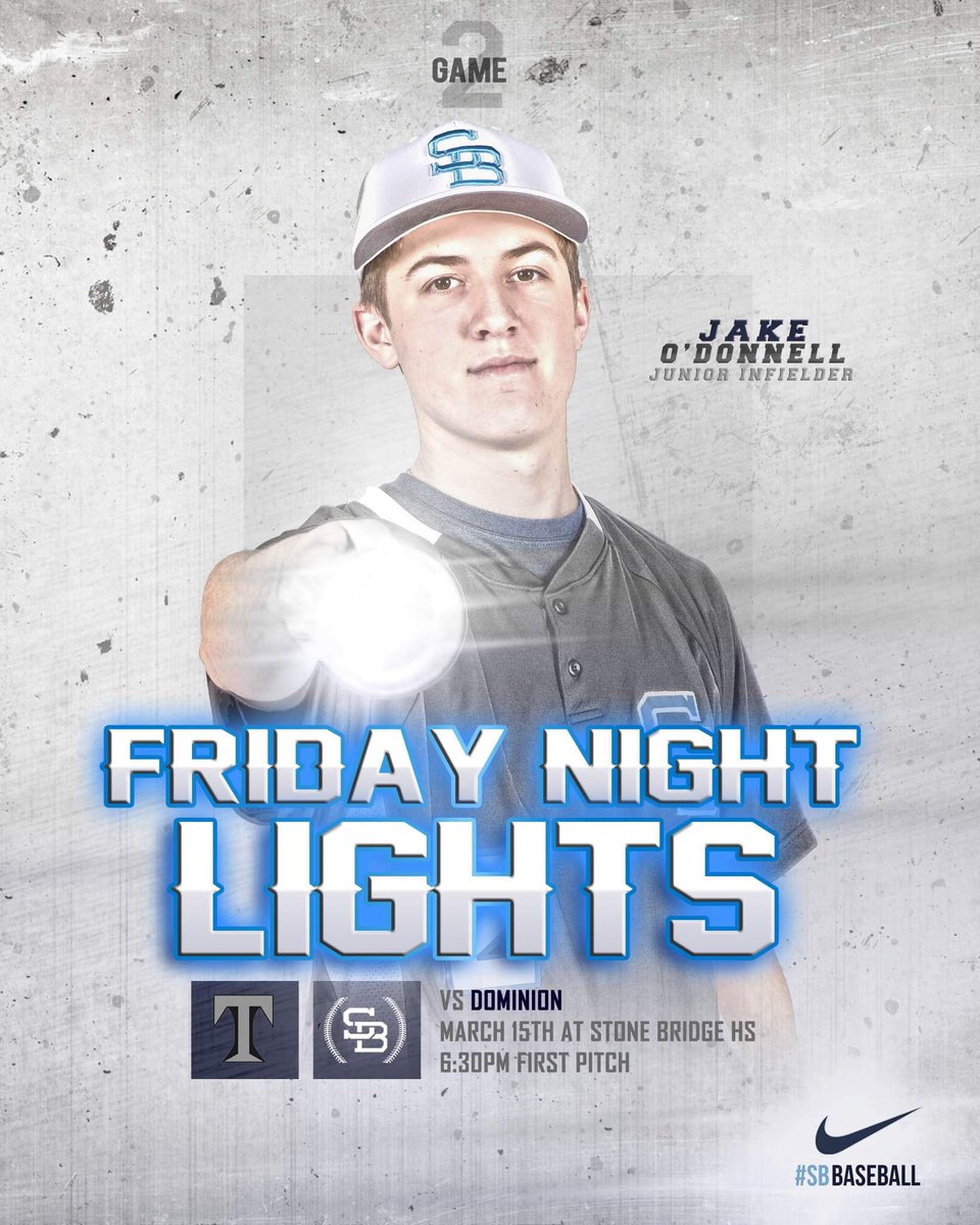 SBHS Baseball (@sb_baseball) on Twitter photo FRIDAY NIGHT BASEBALL:
Home Opener!
Dominion (1-1) @ Stone Bridge (1-0)
First Pitch: 6:30pm at Stone Bridge HS
#DawgPound Bring The Crowd!
#TeamBaseball #SBOE #Together
<a href="/LSBR11/">LSBR</a> <a href="/NoVAHSBB/">NoVA HS Baseball</a> @PBRVADC_Nolan <a href="/hatfieldsports/">Matthew Hatfield</a> <a href="/SBHS_Athletics/">SBHS Athletics</a>
JV at Dominion HS 6:30pm FRIDAY NIGHT BASEBALL:
Home Opener!
Dominion (1-1) @ Stone Bridge (1-0)
First Pitch: 6:30pm at Stone Bridge HS
#DawgPound Bring The Crowd!
#TeamBaseball #SBOE #Together
<a href="/LSBR11/">LSBR</a> <a href="/NoVAHSBB/">NoVA HS Baseball</a> @PBRVADC_Nolan <a href="/hatfieldsports/">Matthew Hatfield</a> <a href="/SBHS_Athletics/">SBHS Athletics</a>
JV at Dominion HS 6:30pm